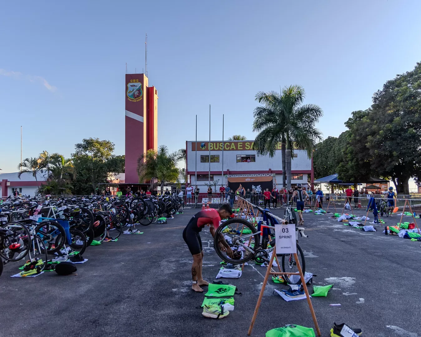 Área de transição com as bicicletas
